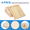 Unfinished Birch Wood Canvas Panels Kit, Falling in Art 4 Pack of 11x14'' Studio 3/4'' Deep Cradle Boards for Pouring Art, Crafts, Painting and More