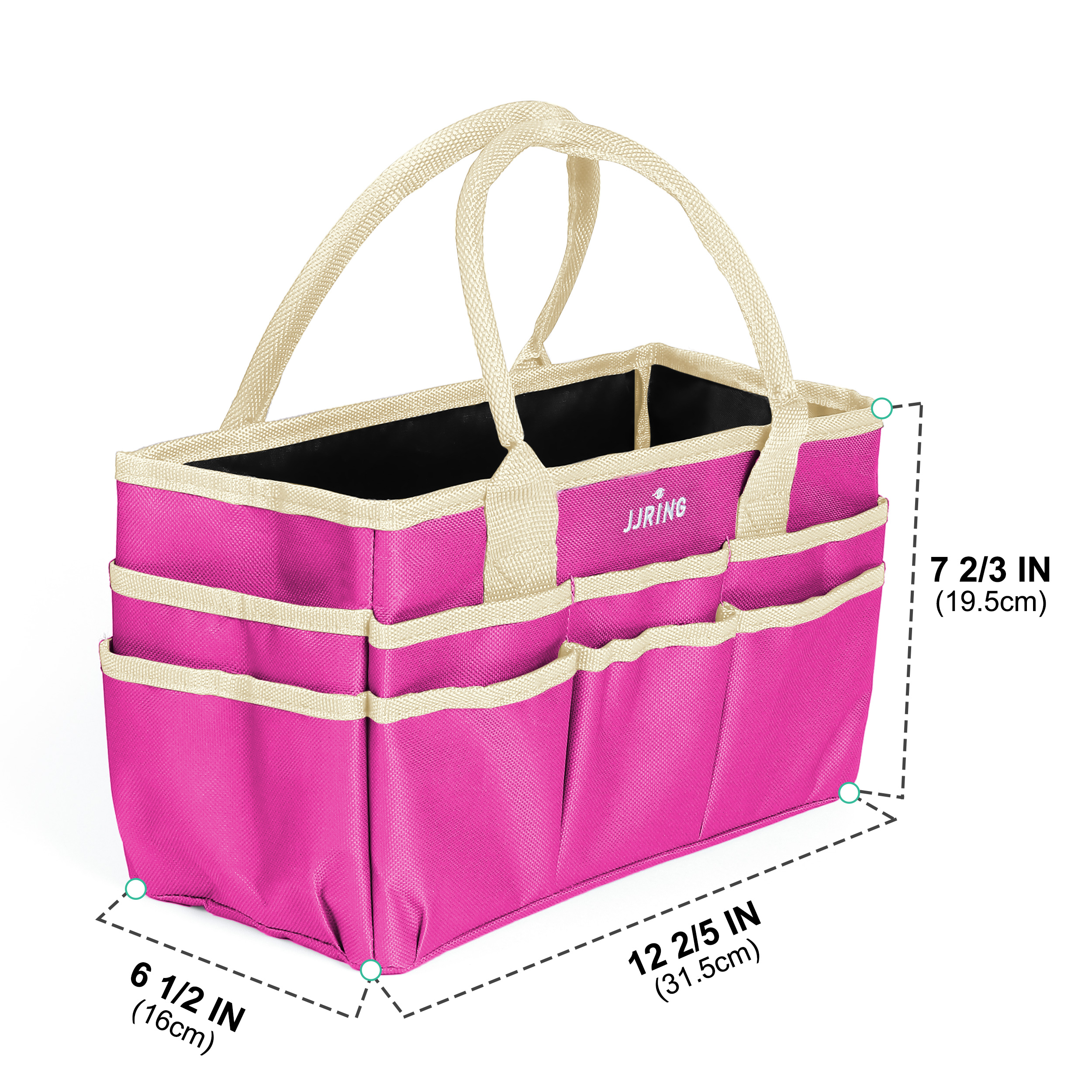 Jjring Craft and Art Tote - 600D Rose Red Nylon Fabric Art Sewing Organizer Bag with Pockets - for Craft, Scrapbooking, Medical, and Office Supplies Storage