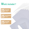 Acid Free 25 Pack 11x14 Pre-Cut Mat Board Show Kit for 8x10 Photos, Prints or Artworks, 25 Core Bevel Cut Matts and 25 Backing Boards and 25 Crystal Plastic Bags, White