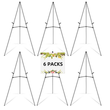 Falling in Art Display Easel Stand, 63" Instant Adjustable Poster Easel, Easy Folding Portable Tripod Stand for Signs, Posters, Wedding, Holds 5 lbs (6 Pack)