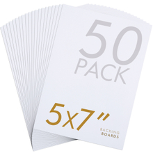 Falling in Art 50 Pack Acid-Free Mat Boards - 5x7 Uncut White Backing Boards, 4 - Ply Thickness Backer Boards for Photos, Pictures, Frames, Artworks and Prints