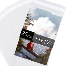 11 3/7'' x 17 1/2'' - 1.496mil Crystal Sealed Bags for 11'' x 17'' Artwork, Pack of 25