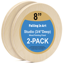 Unfinished Round Birch Wood Canvas Panels Kit, Falling in Art 2 Pack of 8’’ Studio 3/4’’ Deep Cradle Boards for Pouring Art, Crafts, Painting, and More