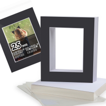 Falling in Art 25 Pack Acid Free 16x20'' Black Picture Mats Board Show Kit for 11x14'' Pictures, 4-Ply Beveled Pre-Cut Photo Boards with Backing Board and Plastic Clear Bags