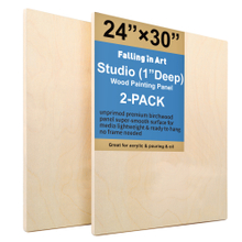 Falling in Art Unfinished Birch Wood Panels Kit for Painting, Wooden Canvas 2 Pack of 24”x30” Studio 1” Deep, Cradle Boards for Pouring, Art, Crafts, Burning and More
