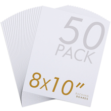 Falling in Art 50 Pack Acid-Free Mat Boards - 8x10 Uncut White Backing Boards, 4 - Ply Thickness Backer Boards for Photos, Pictures, Frames, Artworks and Prints