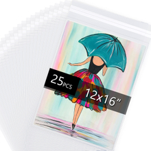 12 2/5'' x 16 1/2'' - 1.496mil Crystal Sealed Bags for 12'' x 16'' Artwork, Pack of 25
