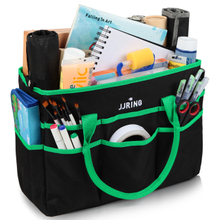 Large Multi-Functional Carrying Bag, 600D Nylon Artist Tote Bag with 16 Pockets Caddy for Art, Craft, Sewing, Make-up or School, Medical, Office Supplies Organizer, Green
