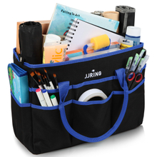 Large Multi-Functional Carrying Bag, 600D Nylon Artist Tote Bag with 16 Pockets Caddy for Art, Craft, Sewing, Make-up or School, Medical, Office Supplies Organizer, Blue