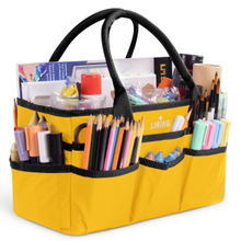Jjring Craft and Art Tote - 600D Yellow Nylon Fabric Art Sewing Organizer Bag with Pockets - for Craft, Scrapbooking, Medical, and Office Supplies Storage