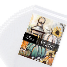 11 3/7'' x 14 3/8'' - 1.496mil Crystal Sealed Bags for 11'' x 14'' Artwork, Pack of 25
