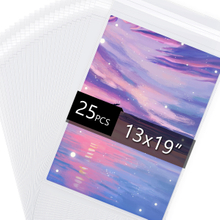 13 2/5'' x 19 1/2'' - 1.496mil Crystal Sealed Bags for 13'' x 19'' Artwork, Pack of 25